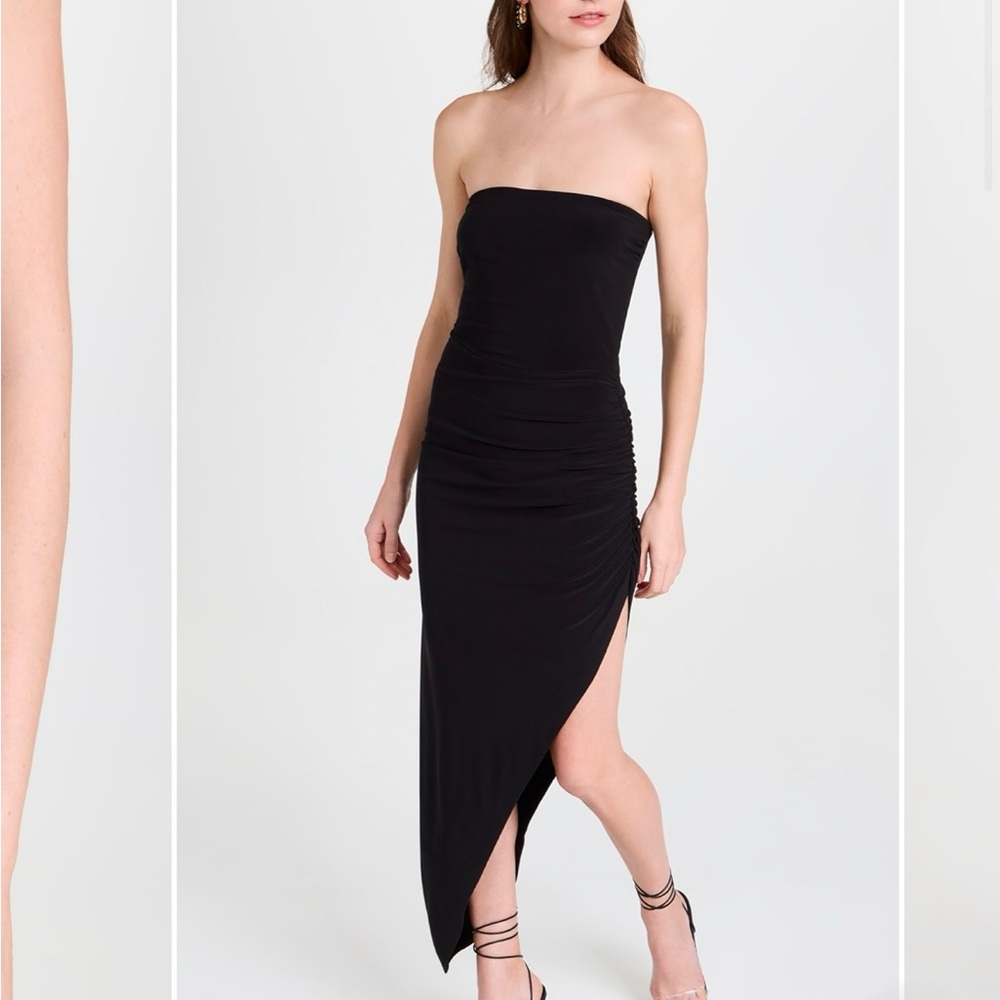 Norma Kamali Strapless Side Drape Gown